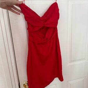 Cotton Candy Vibrant Red Mini Dress